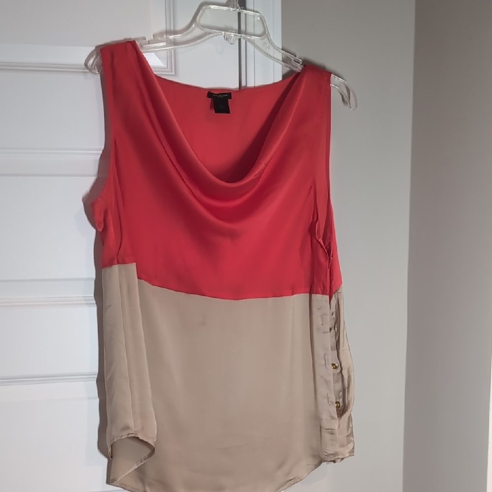 Ann Taylor Coral and Beige Blouse